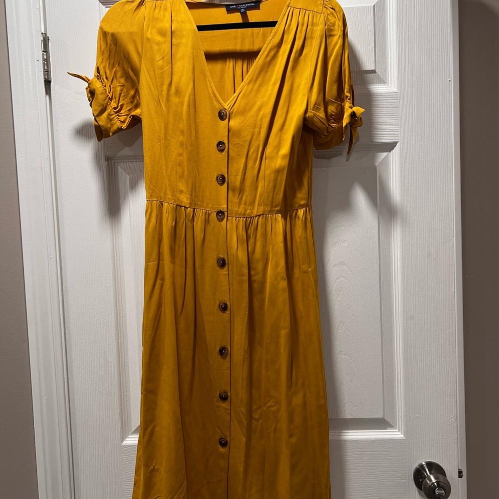 Yellow Button-Down Midi Dress